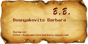 Bosnyakovits Barbara névjegykártya